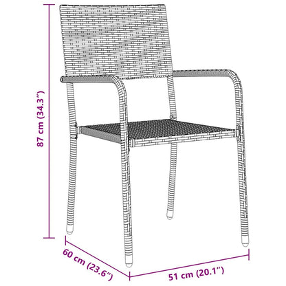 Tuin eettafelset met kussen 5 pcs Grijs poly rattan