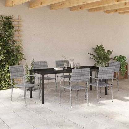 Tuin Eetset 7 Pcs Poly Riet Grijs 200 cm 6-persoons