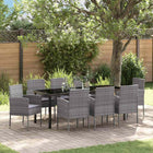 Tuinset poly rattan 9-delig grijs