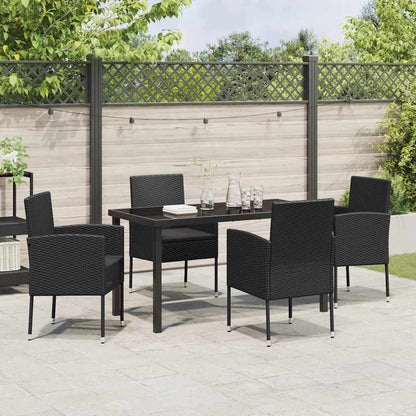 Tuin Eetset Met Kussen 5 Pcs Poly Riet 4-persoons Zwart 140 cm