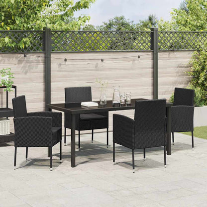 Tuin Eetset Met Kussen 5 Pcs Poly Riet 4-persoons Zwart 160 cm