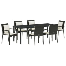 Tuin Eettafelset Met Kussen 7 Pcs Poly Rattan Zwart 200 cm