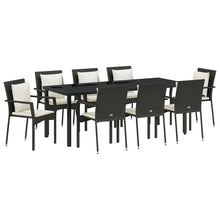 Tuin Eettafelset Met Kussen 9 Pcs Zwart Poly Rattan