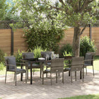 Tuin eettafelset poly rattan grijs 7-delig met kussens