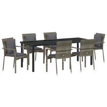 Tuin Eettafelset Met Kussen 7 Pcs Grijs Poly Rattan