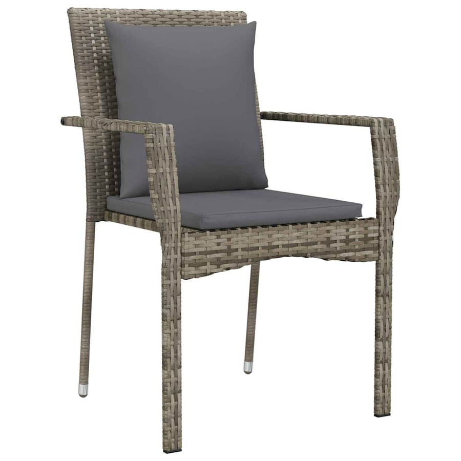 Tuin Eettafelset Met Kussen 9 Pcs Grijs Poly Rattan