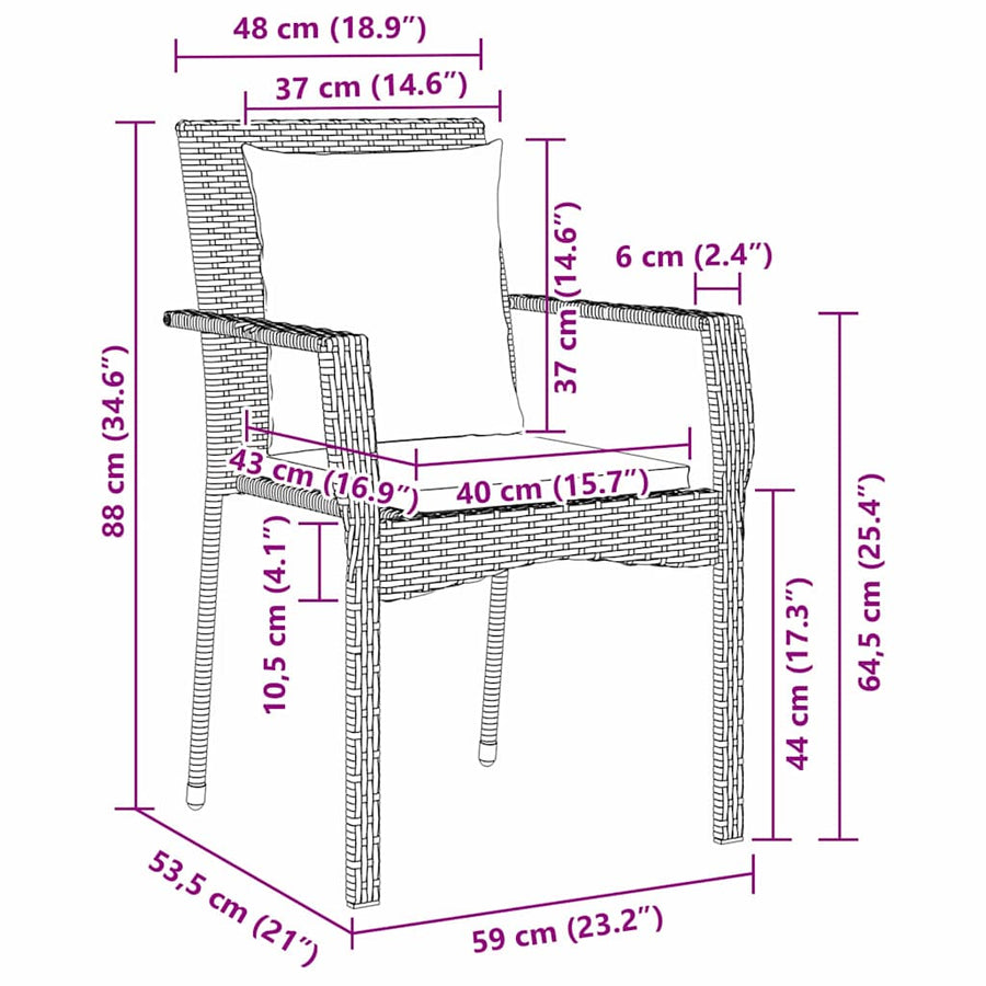 Tuin Eettafelset Met Kussen 9 Pcs Grijs Poly Rattan