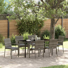 Tuin eettafelset met kussen 7 pcs Grijs poly rattan