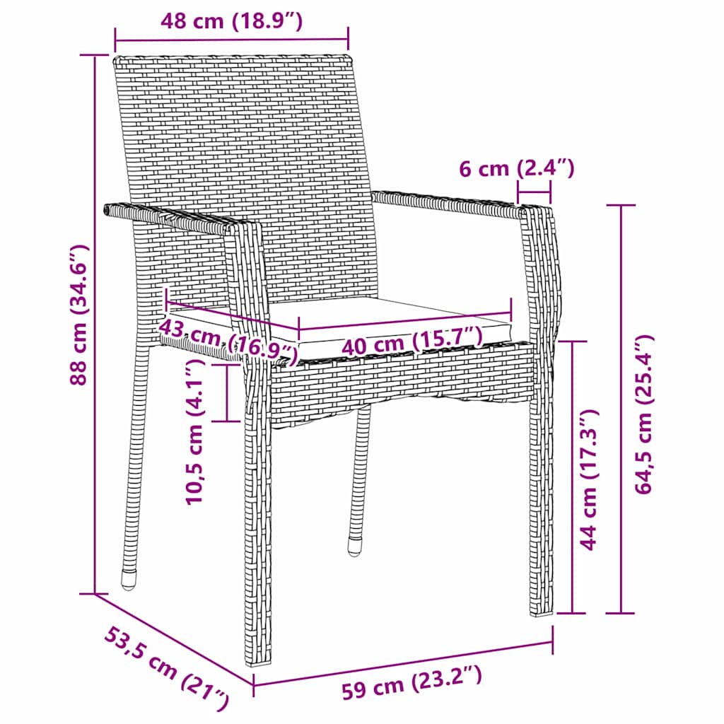 Tuin eettafelset met kussen 7 pcs Grijs poly rattan