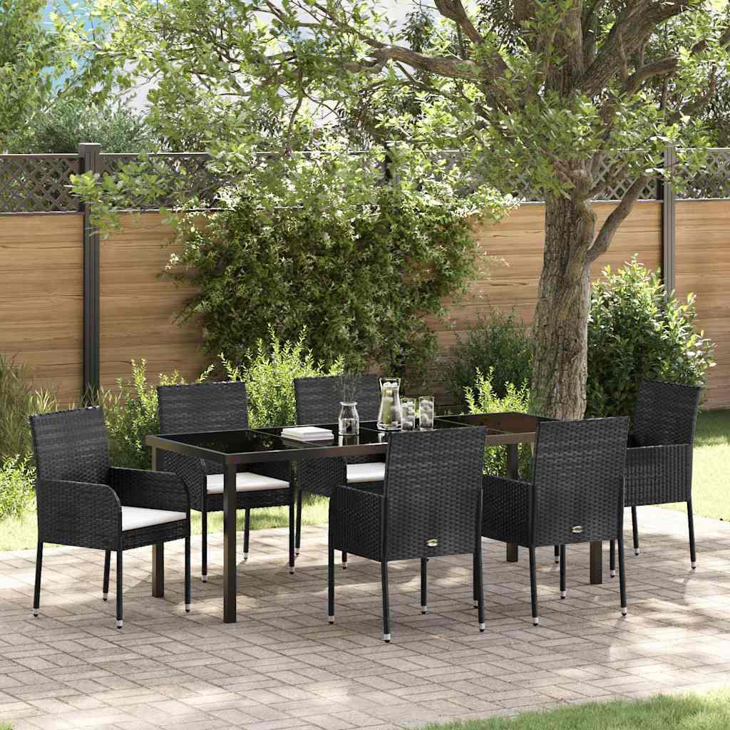 Tuin Eetset Met Kussen 7 Pcs Poly Riet 6-persoons