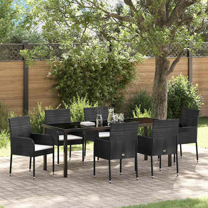 Tuin Eetset Met Kussen 7 Pcs Poly Riet 6-persoons