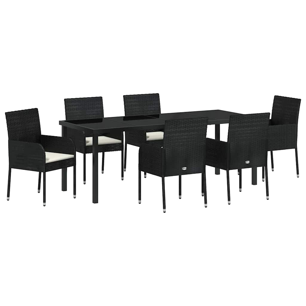 Tuin Eetset Met Kussen 7 Pcs Poly Riet 6-persoons