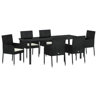 Tuin Eetset Met Kussen 7 Pcs Poly Riet 6-persoons
