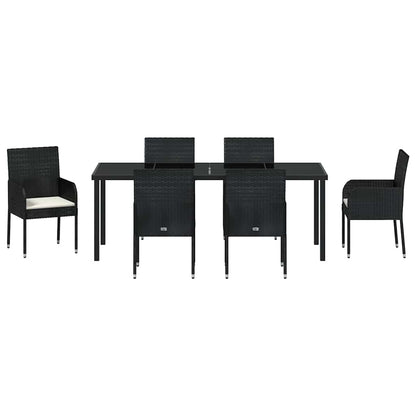 Tuin Eetset Met Kussen 7 Pcs Poly Riet 6-persoons