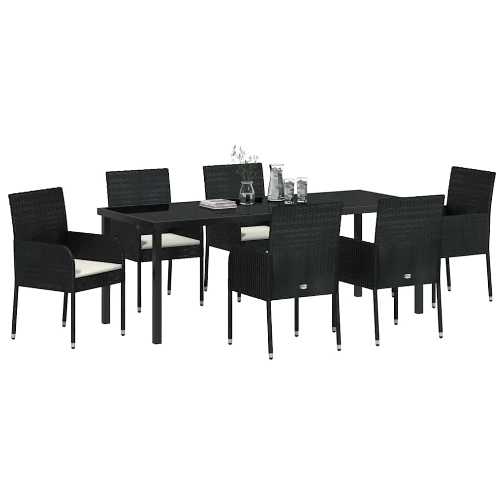 Tuin Eetset Met Kussen 7 Pcs Poly Riet 6-persoons