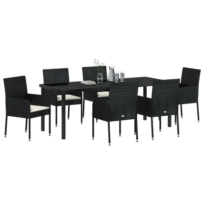 Tuin Eetset Met Kussen 7 Pcs Poly Riet 6-persoons