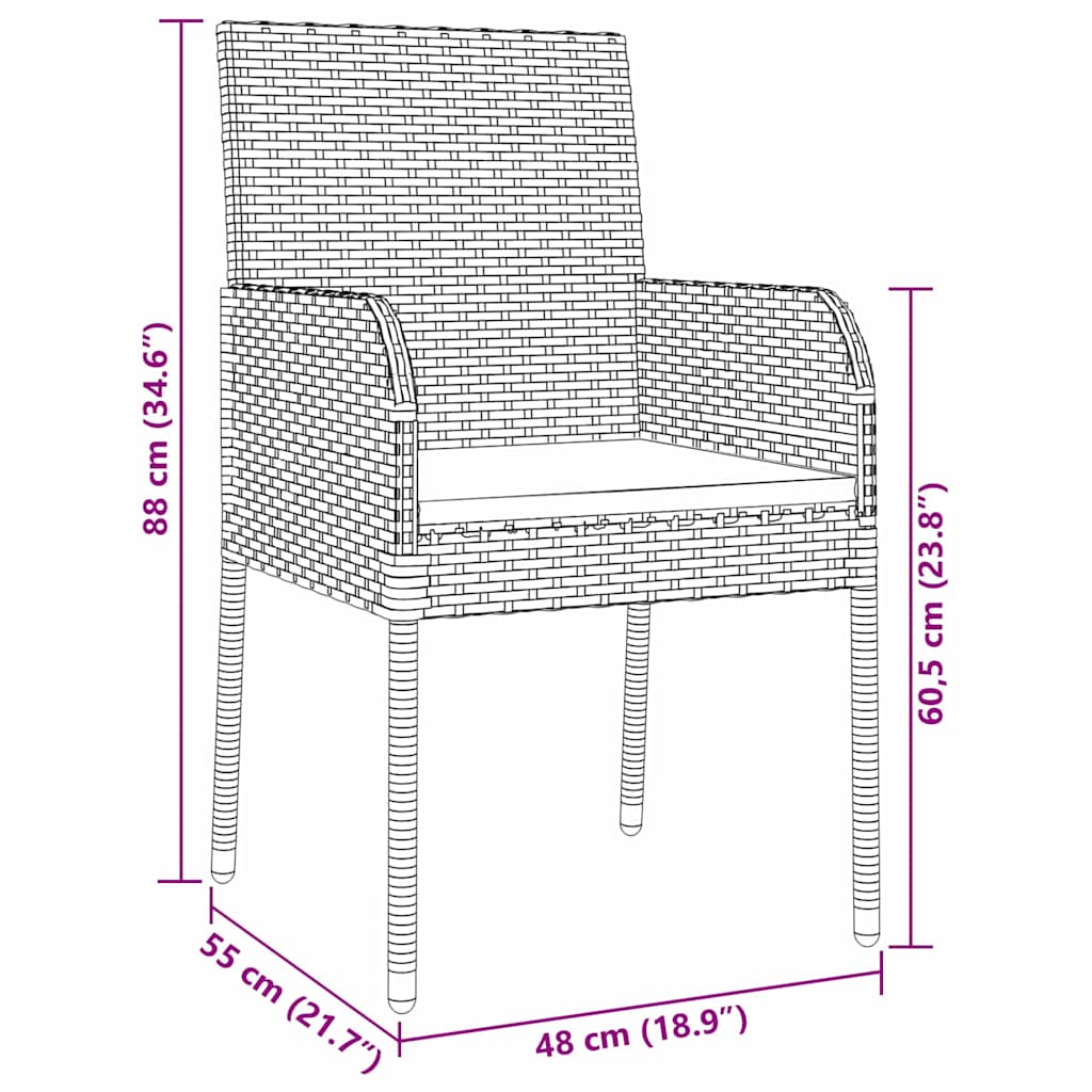 Tuin Eetset Met Kussen 7 Pcs Poly Riet 6-persoons