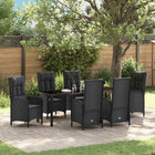 Tuin eettafelset 7-delig poly rattan zwart
