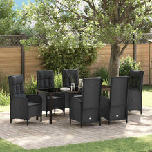 Tuin Eettafelset Met Kussen 7 Pcs Zwart Poly Rattan