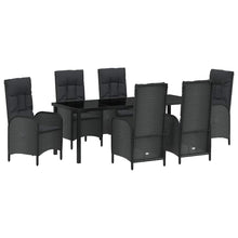 Tuin Eettafelset Met Kussen 7 Pcs Zwart Poly Rattan