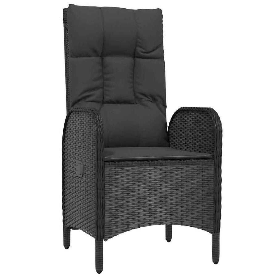Tuin Eettafelset Met Kussen 9 Pcs Zwart Poly Rattan