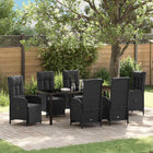 Tuin eettafelset 7 pcs poly rattan zwart