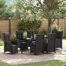 Tuin Eettafelset Met Kussen 7 Pcs Zwart Poly Rattan