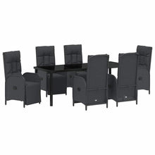 Tuin Eettafelset Met Kussen 7 Pcs Zwart Poly Rattan