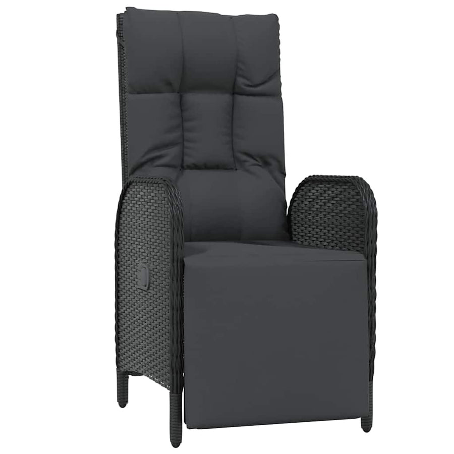 Tuin Eettafelset Met Kussen 7 Pcs Zwart Poly Rattan