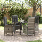 Tuin eettafelset poly rattan grijs 160x80x73 cm