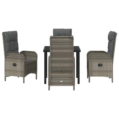 Tuin eettafelset met kussen 5 pcs Grijs poly rattan