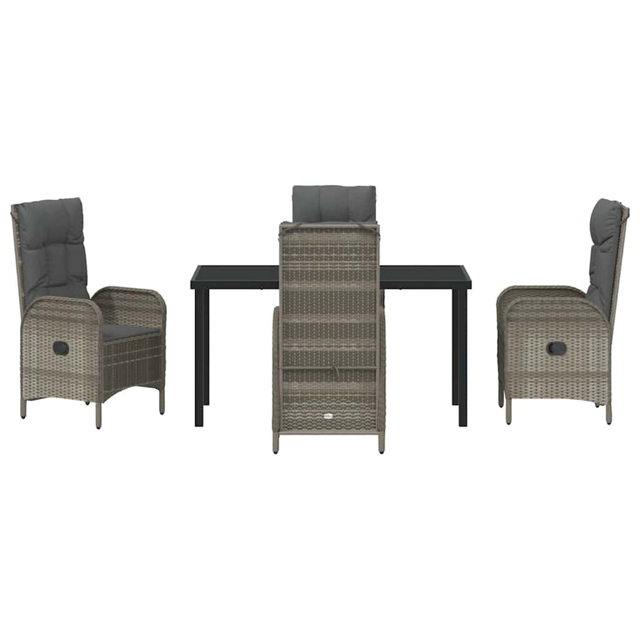 Tuin eettafelset met kussen 5 pcs Grijs poly rattan