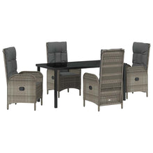 Tuin eettafelset met kussen 5 pcs Grijs poly rattan