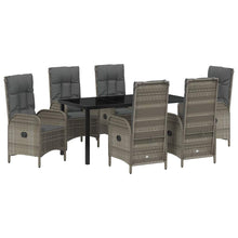 Tuin eettafelset met kussen 7 pcs Grijs poly rattan