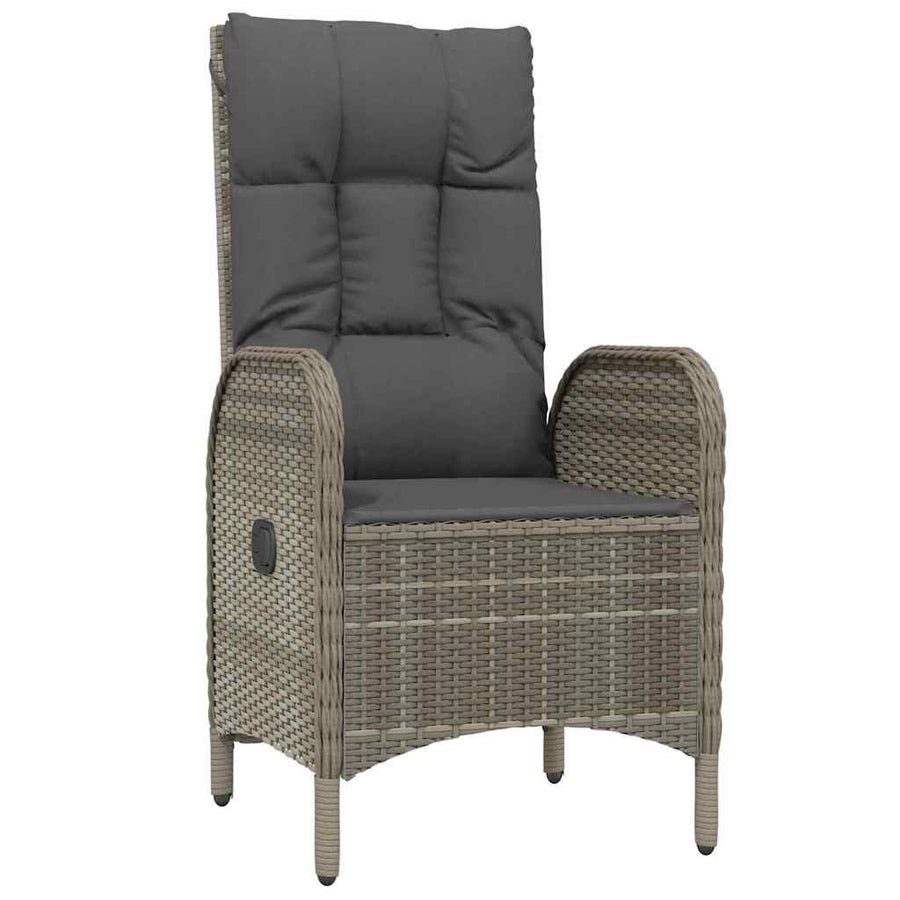 Tuin eettafelset met kussen 7 pcs Grijs poly rattan