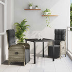 Tuin eettafelset poly rattan grijs 2 zitplaatsen