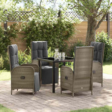 Tuin eettafelset met kussen 5 pcs Grijs poly rattan