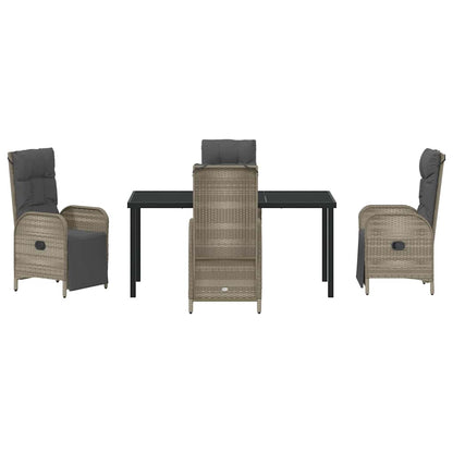 Tuin eettafelset met kussen 5 pcs Grijs poly rattan