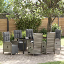 Tuin eettafelset met kussen 7 pcs Grijs poly rattan