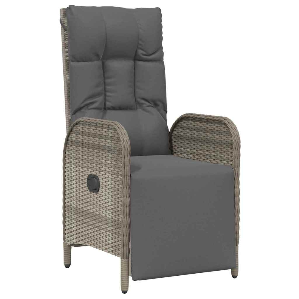 Tuin eettafelset met kussen 7 pcs Grijs poly rattan