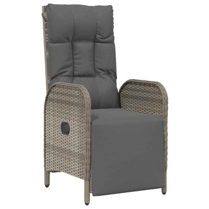 Tuin eettafelset met kussen 7 pcs Grijs poly rattan
