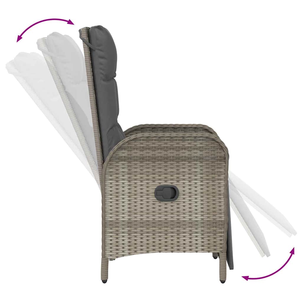 Tuin eettafelset met kussen 7 pcs Grijs poly rattan
