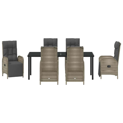 Tuin eettafelset met kussen 7 pcs Grijs poly rattan