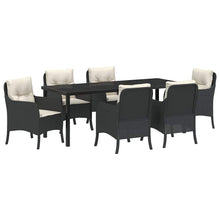 Tuin Eettafelset Met Kussen 7 Pcs Zwart Poly Rattan