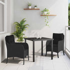 Eettafelset tuin poly rattan 4 personen zwart