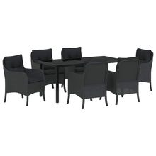 Tuin Eettafelset Met Kussen 7 Pcs Zwart Poly Rattan