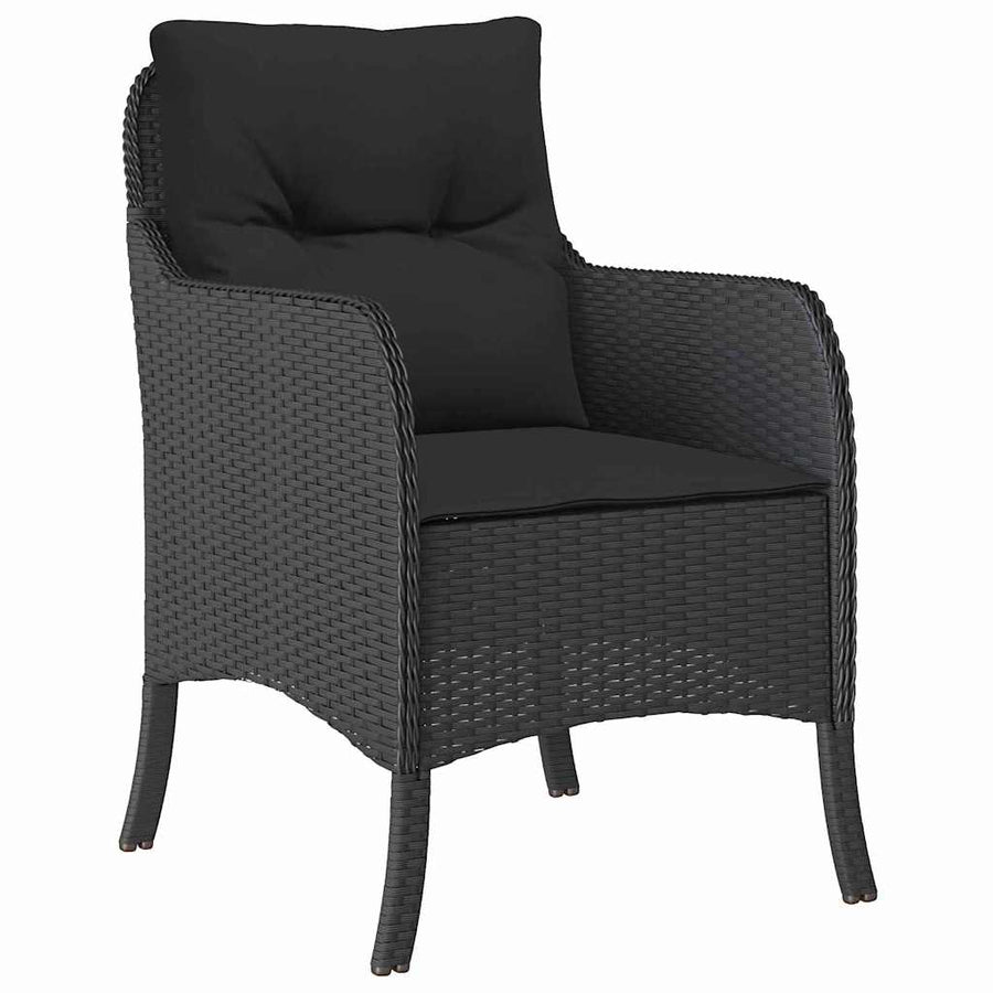 Tuin Eetset Met Kussen 9 Pcs Zwart Poly Riet