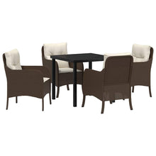 Tuin eettafelset met kussen 5 pcs Bruin poly rattan