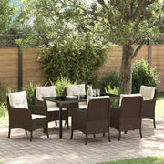 Eettafelset tuin poly rattan bruin 7-delig