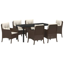 Tuin eettafelset met kussen 7 pcs Bruin poly rattan